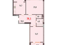 2 комнатная квартира 79.1 кв.м