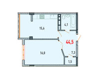 1 комнатная квартира 44.5 кв.м
